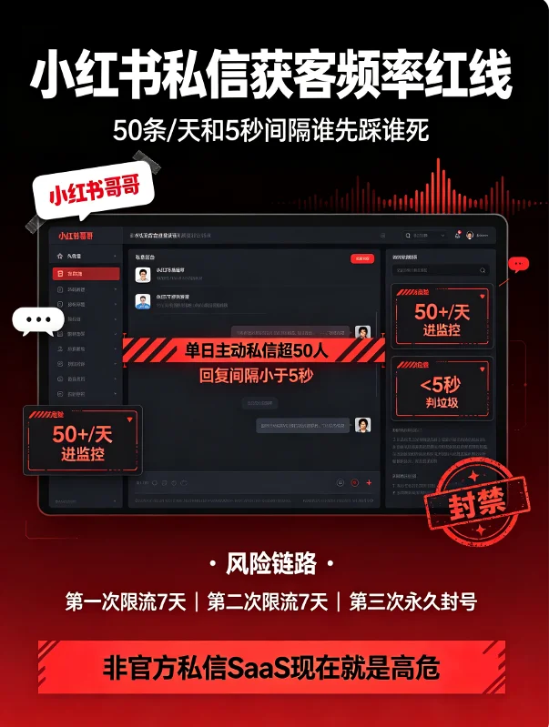 小红书私信获客频率红线,50条/天和5秒间隔谁先踩谁死